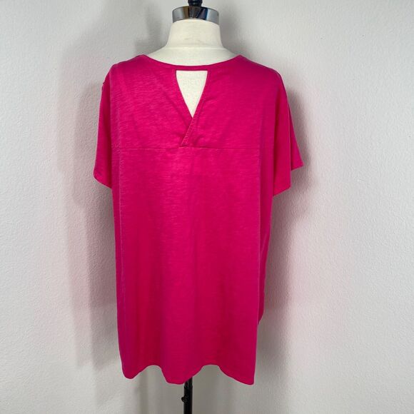 Terra & Sky Pink Knit Crochet Top 3X (24-26W) Short Sleeves Pullover Cot/Poly - Picture 7 of 10